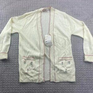 Vintage 70s Sweater Women Medium Yellow Knit Kari Lynn Originals Open No Buttons